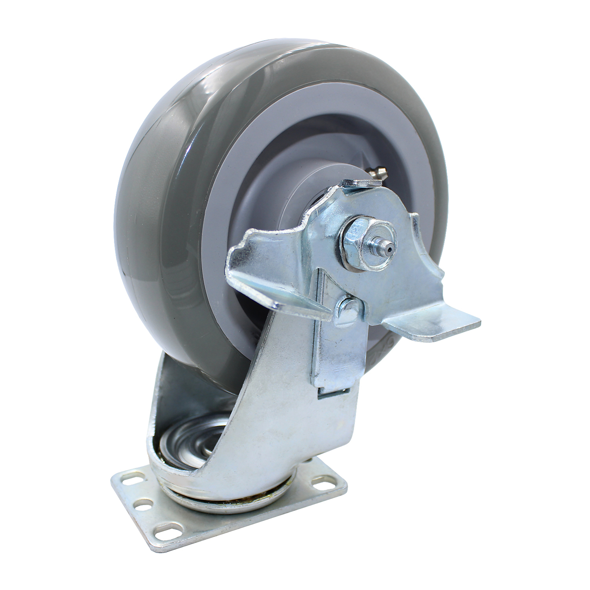 Snap-Loc Super-Duty Polyurethane Swivel-Brake Caster - 6in. Wheel, 450-Lb. Capacity, Model# SLAC6SDSBP